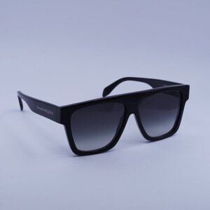Alexander McQueen AM0302S 001 Sunglasses Black Square Frame, Grey Lenses
